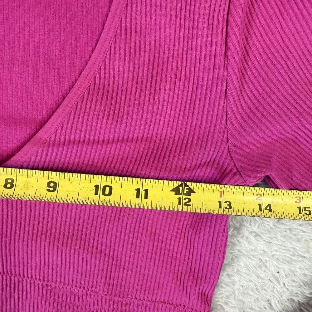 Garage Hot Pink Ribbed Long Sleeve Baby Tee Top Small Cropped Going Out Y2K Vibe - Picture 5 of 9